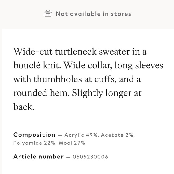 H&M Divided Bouclé Turtleneck Sweater Cowl-neck in Light Taupe - Picture 2 of 8